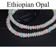 Faceted Ethiopian Rainbow Fire Opal, Natural 5 tO 8 MM Opal Beaded necklace 16"