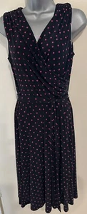 Precis schwarz mit rosa Tupfen Fit & Flare ärmelloses Kleid Gr. 12 - Bild 1 von 14