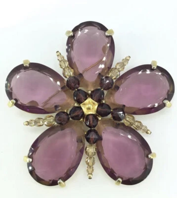 Broche Swarovski Mujer Solapa Flor Prendedor. Cristal morado. Foto 1 de 4