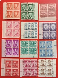 1954/1968 U S. STAMPS SCOTT #1030/1052 (1/2¢-$1) PLATE BLOCKS MNHOG - Picture 1 of 6