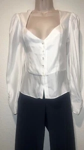 Blusa MARCO LWSH2440 Seda Off White Top Talla XS $295 NUEVA SIN ETIQUETAS #89 - Imagen 1 de 8