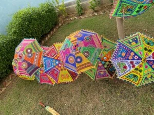 INDIAN TRADITIONAL UMBRELLAS WHOLESALE LOT INDIAN PARASOL RAJASTHANI DECOR - Picture 1 of 4