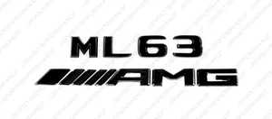New Gloss Black Emblems Logos Letters for Mercedes-Benz ML63 V8 Biturbo AMG W166 - Picture 1 of 9