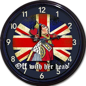 Alice in Wonderland Queen of Hearts Britain Union Jack Wall Clock London UK Brit - Picture 1 of 1