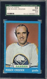 1973-74 TOPPS # 108 ROGER CROZIER,SABRES-SGC 92(8.5)++++++VIVID LOW POP BEAUTY ! - Picture 1 of 1