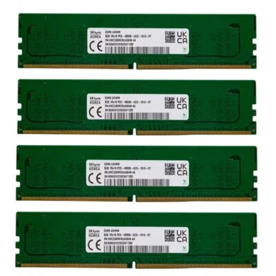 Hynix DDR5 32GB (4X8GB) 4800MHz PC5-38400 1RX16 UDIMM Memory Ram HMCG66MEBUA084N - Image 1 of 4