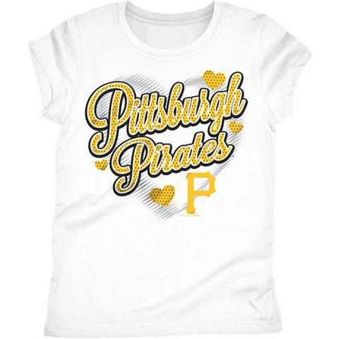 Pittsburgh Pirates Girls White Short Sleeve Graphic Tee - Size 10/12 Cover