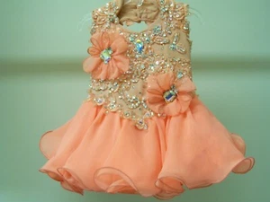 Glitz Sarah Taylor National Pageant Dress, Size 18 mts-2T, Mango Color, Winner! - Picture 1 of 12