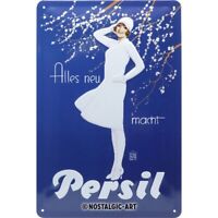 Blechpostkarte 10x15cm Persil Henkel Frau in weiß Postkarte Blechschild Karte