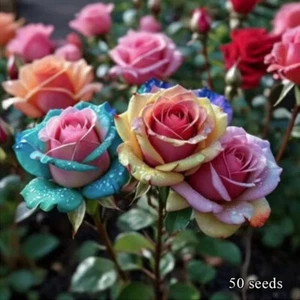 50 Stück Bunte Rosensamen Rosa Blumen Romantische Rosen Rosensamen / - Picture 1 of 20
