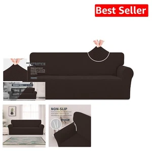 Soft Chocolate Sofa Slipcover, High Elasticity 1-Piece Protector for Pets & Kids - Picture 1 of 9