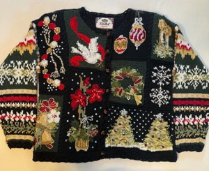 Weihnachtspullover Tiara Petites. Damen.  Vintage.   Handgenäht. - Bild 1 von 6