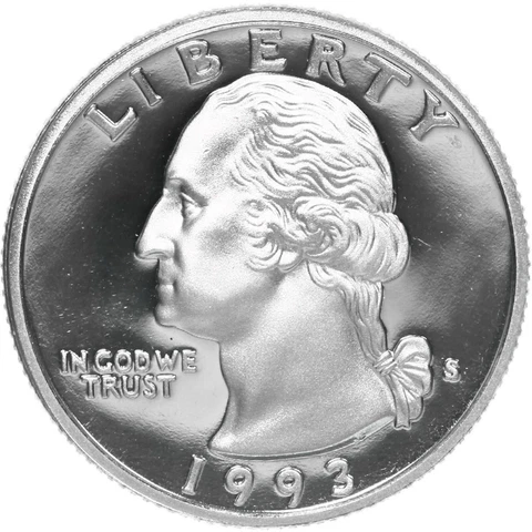 1993 S Washington Quarter Gem Deep Cameo Proof CN-Clad Coin Cover