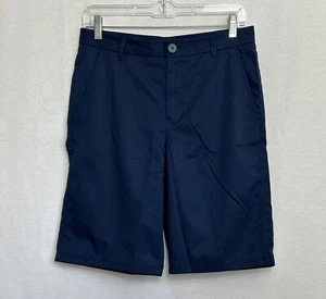 Under Armour Boys Chino Shorts 18 Navy Flat Front Pockets Zip Fly Loose Logo - Picture 1 of 7