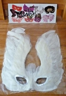 Venezianische Augenmaske Karnevalsmaske mit Federn Karneval  Maske Fasching - Bild 1 von 3