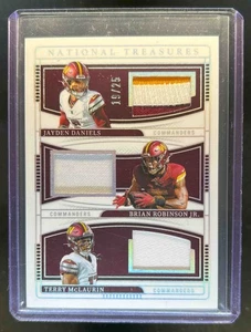 2024 National Treasures Jayden Daniels Brian Robinson Jr. McLaurin Jersey #19/25 - Picture 1 of 2