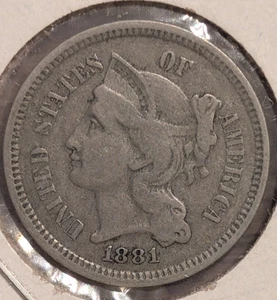 1881 three cent nickel - Picture 1 of 2