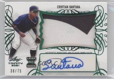 2021 Leaf Trinity Patch Auto Green 38/75 Cristian Santana #PA-CS1 - Image 1 of 3