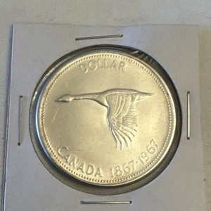 1967 Canada Centennial Silver Dollar – Flying Goose Reverse - 80% Silver - Bild 1 von 2
