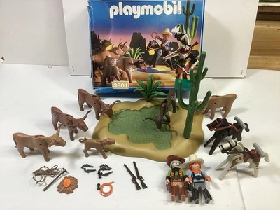 Playmobil 3801 Watering Hole Complete Set Western, Cowboy, Longhorn, Retired ‘94 - Image 1 of 4