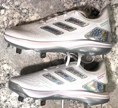 ADIDAS ADIZERO PURE HUSTLE WOMEN'S SOFTBALL SHOES SIZE 7.5 CLEATS NWT WHITE - Image 1 of 4