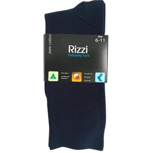 Calcetines escolares de vestir finos diarios de algodón puro azul marino hechos en Australia Rizzi para hombre - Imagen 1 de 4