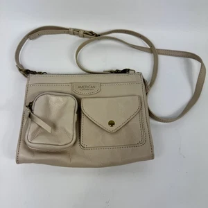 American Leather Co Linden Crossbody Organizer klein creme weiß Handtasche Tasche - Bild 1 von 15