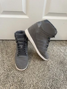Adidas Neo Super Wedge Gray Suede High Top Sneaker Woman’s Size 10 Fur Tops - Picture 1 of 9