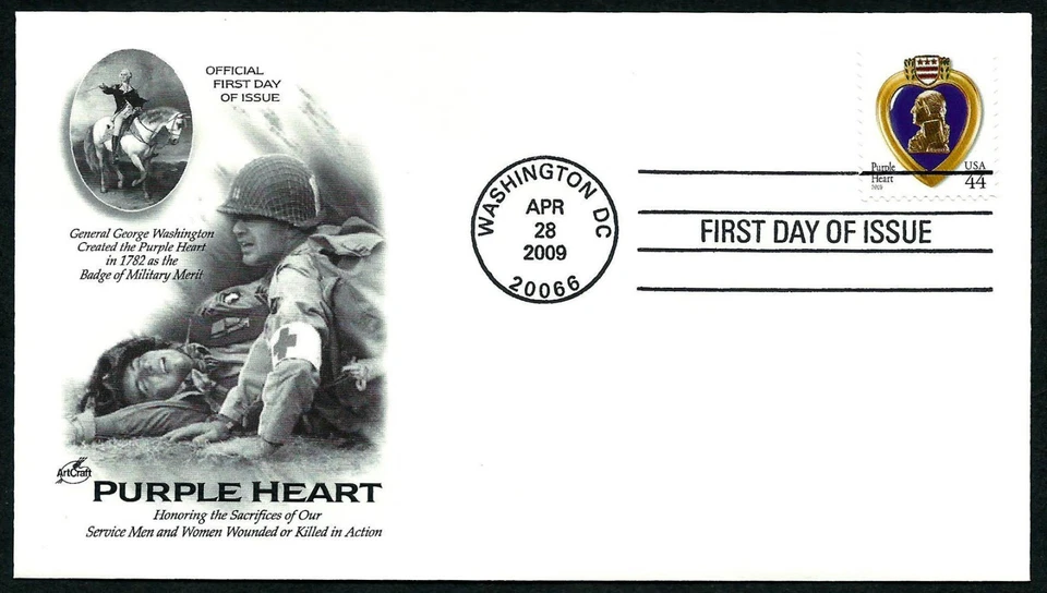 USA, SCOTT #4390, ARTCRAFT FDC COVER - PURPLE HEART MEDAL, WOUNDED SOLDIERS 2009 - Image 1 of 1