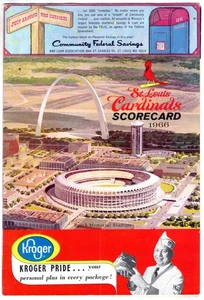 Lote de 2 tarjetas de puntuación de béisbol de los Cardenales de San Luis 1966 (contra Atlanta) + foto del equipo de 1964 - Imagen 1 de 5