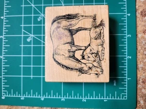 Vintage PSX Rubber Stamp. Detailed Mama /Baby HORSE  Farm Animal Comb ship B12 - Picture 1 of 6