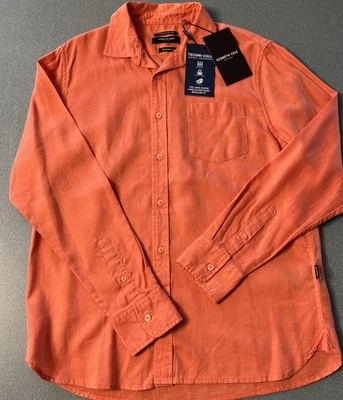 Kenneth Cole New York Men’s Long Sleeve Linen Blend Regular Fit Sz M Coral Shirt - Image 1 of 4