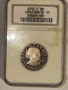 1980 Susan B Anthony Dollar San Francisco Mint NGC Graded PF 69 Ultra Cameo - Bild 1 von 14