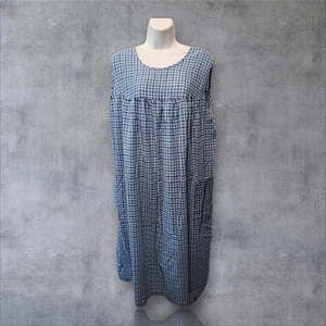 Vintage Roaman's Gr. L ärmelloses Hauskleid, blau/weiß kariert. NS-23 - Bild 1 von 8