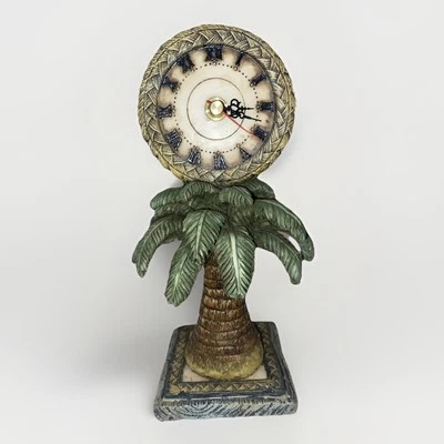 VINTAGE TROPICAL PALM TREE DESK CLOCK 8.75in Pineapple Decor - Image 1 of 2