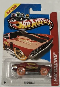 HW HOT WHEELS 2013 HW RACING #137 69 CHEVY CHEVELLE HOTWHEELS RED TRACK READY - Picture 1 of 2