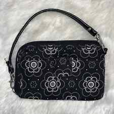 Thirty-One Small Clutch Wallet Black White Grey Floral One Size