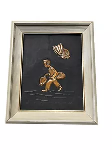 Mid Century 60s Vintage Art Rare Metal Work Oriental Copper Picture Press Lot 2 - Picture 1 of 4