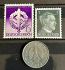 Ww2 German 10 Rpf 1942 A Coin And 2 Stamps Swastika Genuine Third Reich /A213