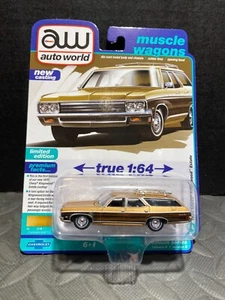 1/64 AUTO WORLD MUSCLE WAGONS 1970 CHEVROLET KINGSWOOD ESTATE GOLD POLY - Picture 1 of 2