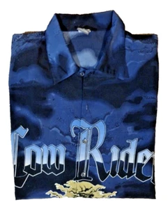 Camisa de manga corta Cruizin Low para hombre azul con botones Low Rider Times Car talla XL - Imagen 1 de 8