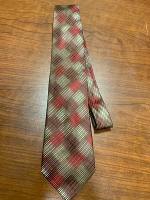 Corbata para hombre Joseph & Feiss roja y roja a cuadros 100 % seda Foto 1 de 3