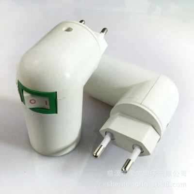 2x E27 Sockeladapter mit Schalter Lampenfassung für Lampenfassung EU-Stecker - Bild 1 von 4