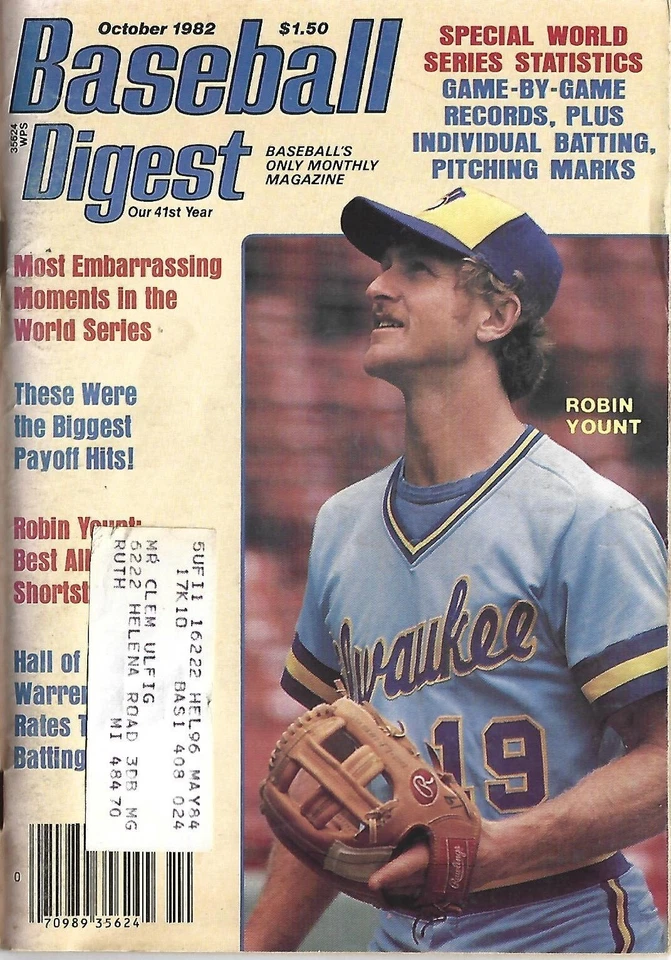 OCTOBER 1982 BASEBALL DIGEST MILWAUKEE BREWERS ROBIN YOUNT WARREN SPAHN RECORDS - Image 1 of 1