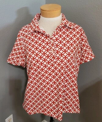 Tommy Hilfiger Golf Shirt Women’s Size Large Red And White - Image 1 of 4