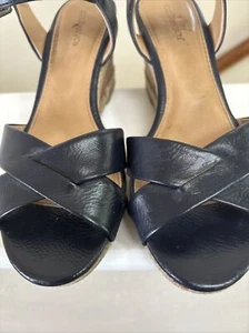 GH Bass & Co. Womens Navy Blue Sawyer Wedge Sandals Size 7M Preowned Vegan EPOC - Picture 1 of 7