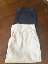 2 pair G.H. BASS Everyday Bermuda Shorts Women's Size 10 Navy Blue & White