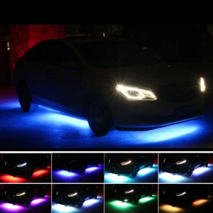 4Pcs RGB LED Under Car Tube Strip Under Glow Body Neon Light Kit Phone Control - Bild 1 von 10