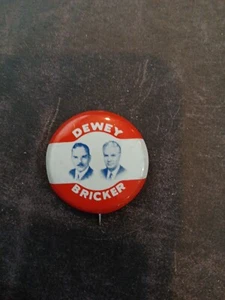 1944 Dewey / Bricker Repro BUTTON Pin Vintage Presidential Campaign. A-O-1972-26 - Picture 1 of 5