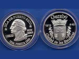 Silver PESETA GURABO 2009 Puerto Rico Boricua Quarter 1/100 Plata - Picture 1 of 3